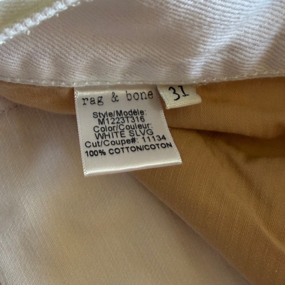Rag & Bone White Selvedge Denim Jeans Fit 2 Slim 31 x 33.5 - Picture 4 of 11